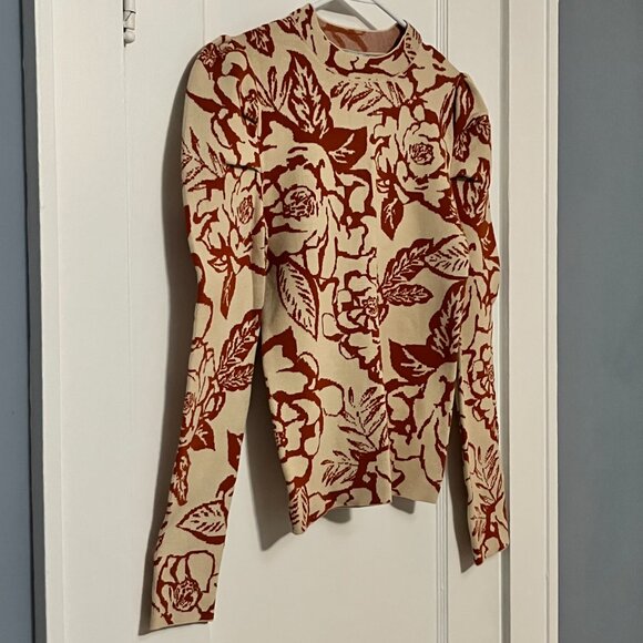 Baltic Born floral rose print mock neck puff sleeve sweater size medium retro - Picture 3 of 10